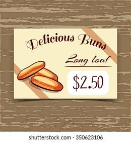 Price tag for bakery or cafe with hand drawn loafs. Vector illustration.