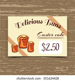 Price tag for bakery or cafe with hand drawn cakes. Vector illustration.