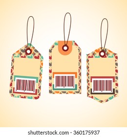 Price Tag and Barcode Design Set. Price Tags retro color Design. vector illustrator