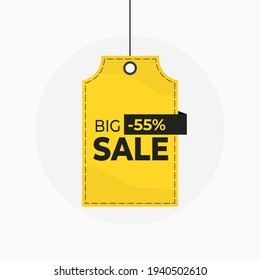 Price tag Big sale label discount 55 off Vector