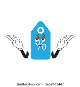 price tag cartoon character design with expression