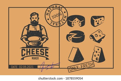 price tag cheese with cheese maker logo.