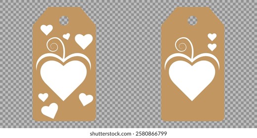 Price tag collection. Blank cardboard price tags. Retail product sticker elements with deal, hot price. Set of sale tags and labels. Set of gift or price tags shapes with hearts and love. EPS10