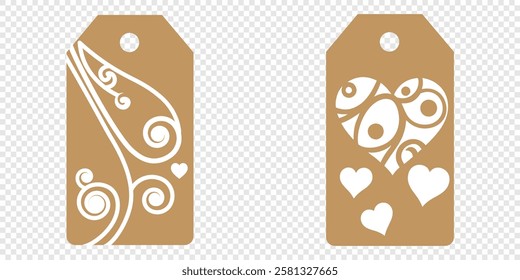Price tag collection. Blank cardboard price tags. Retail product sticker elements with deal, hot price. Set of sale tags and labels. Set of gift or price tags shapes with hearts and love. EPS10