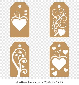 Price tag collection. Blank cardboard price tags. Retail product sticker elements with deal, hot price. Set of sale tags and labels. Set of gift or price tags shapes with hearts and love. EPS10