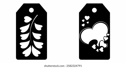 Price tag collection. Blank cardboard price tags. Retail product sticker elements with deal, hot price. Set of sale tags and labels. Set of gift or price tags shapes with hearts and love. EPS10