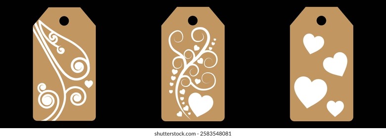 Price tag collection. Blank cardboard price tags. Retail product sticker elements with deal, hot price. Set of sale tags and labels. Set of gift or price tags shapes with hearts and love. EPS10