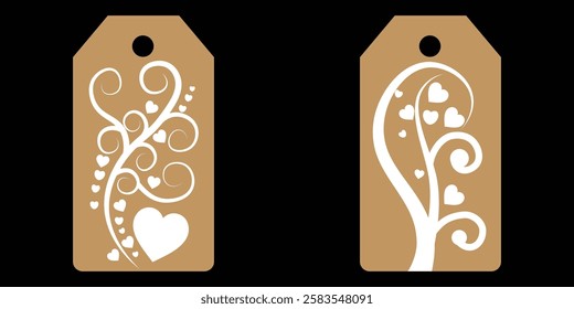 Price tag collection. Blank cardboard price tags. Retail product sticker elements with deal, hot price. Set of sale tags and labels. Set of gift or price tags shapes with hearts and love. EPS10