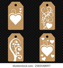 Price tag collection. Blank cardboard price tags. Retail product sticker elements with deal, hot price. Set of sale tags and labels. Set of gift or price tags shapes with hearts and love. EPS10