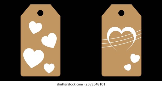 Price tag collection. Blank cardboard price tags. Retail product sticker elements with deal, hot price. Set of sale tags and labels. Set of gift or price tags shapes with hearts and love. EPS10