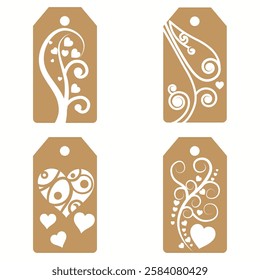 Price tag collection. Blank cardboard price tags. Retail product sticker elements with deal, hot price. Set of sale tags and labels. Set of gift or price tags shapes with hearts and love. EPS10