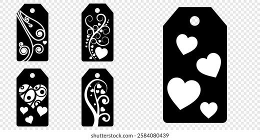 Price tag collection. Blank cardboard price tags. Retail product sticker elements with deal, hot price. Set of sale tags and labels. Set of gift or price tags shapes with hearts and love. EPS10