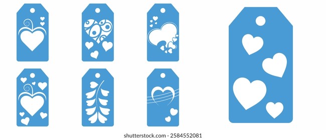 Price tag collection. Blank cardboard price tags. Retail product sticker elements with deal, hot price. Set of sale tags and labels. Set of gift or price tags shapes with hearts and love. EPS10