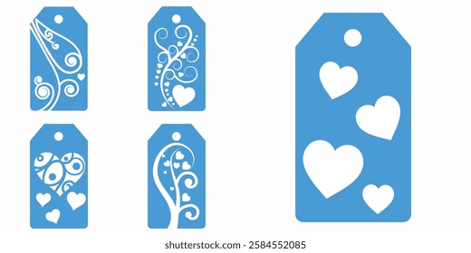 Price tag collection. Blank cardboard price tags. Retail product sticker elements with deal, hot price. Set of sale tags and labels. Set of gift or price tags shapes with hearts and love. EPS10