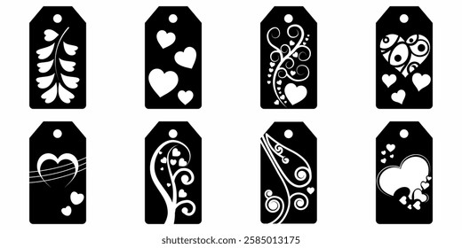 Price tag collection. Blank cardboard price tags. Retail product sticker elements with deal, hot price. Set of sale tags and labels. Set of gift or price tags shapes with hearts and love. EPS10