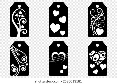 Price tag collection. Blank cardboard price tags. Retail product sticker elements with deal, hot price. Set of sale tags and labels. Set of gift or price tags shapes with hearts and love. EPS10