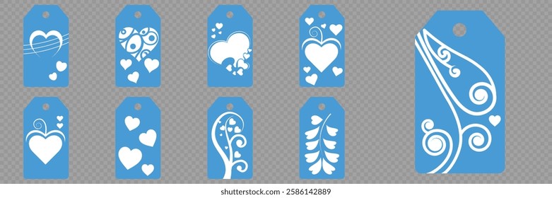 Price tag collection. Blank cardboard price tags. Retail product sticker elements with deal, hot price. Set of sale tags and labels. Set of gift or price tags shapes with hearts and love. EPS10