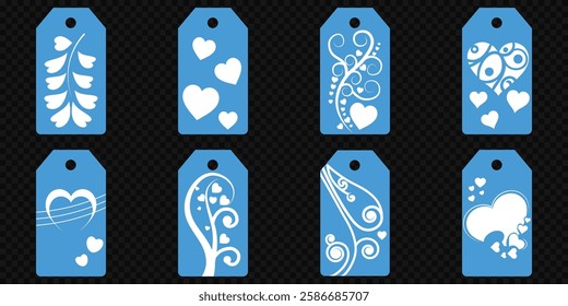 Price tag collection. Blank cardboard price tags. Retail product sticker elements with deal, hot price. Set of sale tags and labels. Set of gift or price tags shapes with hearts and love. EPS10