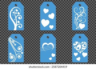 Price tag collection. Blank cardboard price tags. Retail product sticker elements with deal, hot price. Set of sale tags and labels. Set of gift or price tags shapes with hearts and love. EPS10