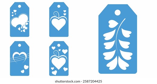 Price tag collection. Blank cardboard price tags. Retail product sticker elements with deal, hot price. Set of sale tags and labels. Set of gift or price tags shapes with hearts and love. EPS10