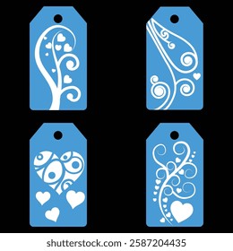 Price tag collection. Blank cardboard price tags. Retail product sticker elements with deal, hot price. Set of sale tags and labels. Set of gift or price tags shapes with hearts and love. EPS10