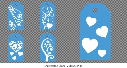 Price tag collection. Blank cardboard price tags. Retail product sticker elements with deal, hot price. Set of sale tags and labels. Set of gift or price tags shapes with hearts and love. EPS10