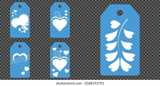 Price tag collection. Blank cardboard price tags. Retail product sticker elements with deal, hot price. Set of sale tags and labels. Set of gift or price tags shapes with hearts and love. EPS10