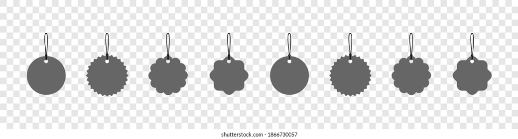 Price tag collection. Round vector price tags on transparent background. Trendy design. Vector illustration
