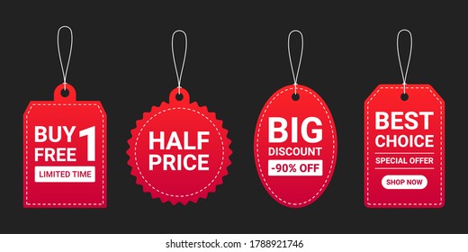 Price tag collection, set of sale label template, in various shape vector graphic.  Big discount and best choice.