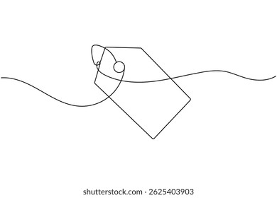 Prijskaartje doorlopende één lijn tekening en minimalistische stijl isoleren omtrek unieke vector