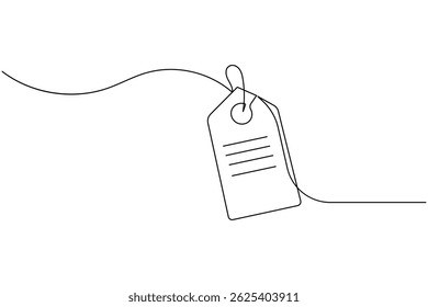 Price tag continuous one line drawing and minimalist style isolate outline unique vector