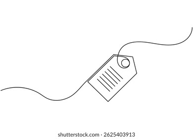 Price tag continuous one line drawing and minimalist style isolate outline unique vector