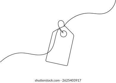 Prijskaartje doorlopende één lijn tekening en minimalistische stijl isoleren omtrek unieke vector