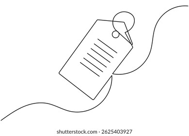 Prijskaartje doorlopende één lijn tekening en minimalistische stijl isoleren omtrek unieke vector