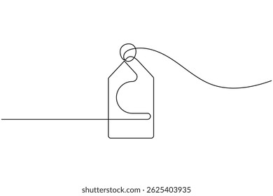 Prijskaartje doorlopende één lijn tekening en minimalistische stijl isoleren omtrek unieke vector
