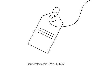 Prijskaartje doorlopende één lijn tekening en minimalistische stijl isoleren omtrek unieke vector