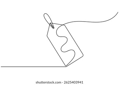Prijskaartje doorlopende één lijn tekening en minimalistische stijl isoleren omtrek unieke vector