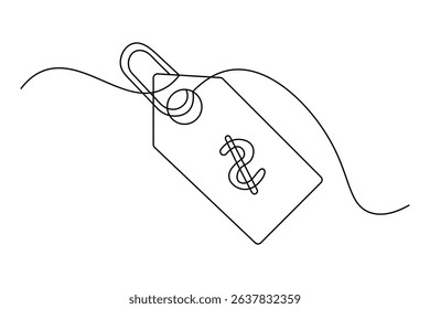 Price tag continuous one line drawing minimalist outline vector design
