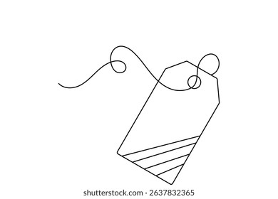 Price tag continuous one line drawing minimalist outline vector design
