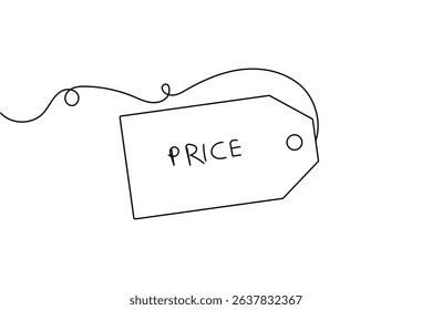 Price tag continuous one line drawing minimalist outline vector design
