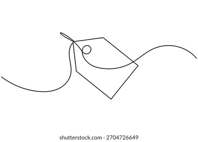Dibujo de una línea continua de la etiqueta del Precio en el fondo blanco Ilustración vectorial en blanco minimalista del contorno del icono de la etiqueta engomada