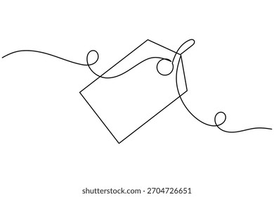 Dibujo de una línea continua de la etiqueta del Precio en el fondo blanco Ilustración vectorial en blanco minimalista del contorno del icono de la etiqueta engomada