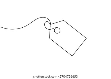 Preisschild durchgehende einzeilige Zeichnung auf weißem Hintergrund minimalistisch leere Aufkleber Symbol Umriss Vektorgrafik