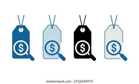 Price Tag Cost Analysis Icon Set for Pricing and Market Research