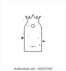 Price tag crown-shaped vector icons set. Black illustration isolated on white background for graphic and web design.