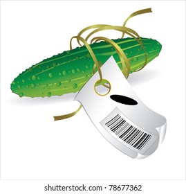 price tag, and cucumber