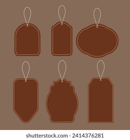 Price tag in different shapes. Set of labels with cord.
