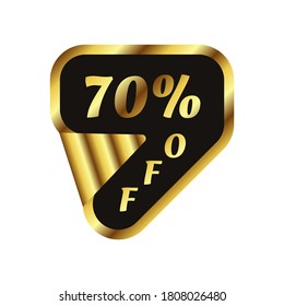 Price tag discount 70 percent. banner sale discount with gold and black color. 70% off design