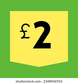 Price tag of £2, discount banner, promotional and Marketing
