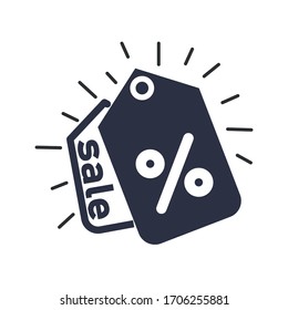 Etiqueta de precio con el icono de descuento de vector plano. Descubre el icono de vector plano. Icono de vector plano de venta